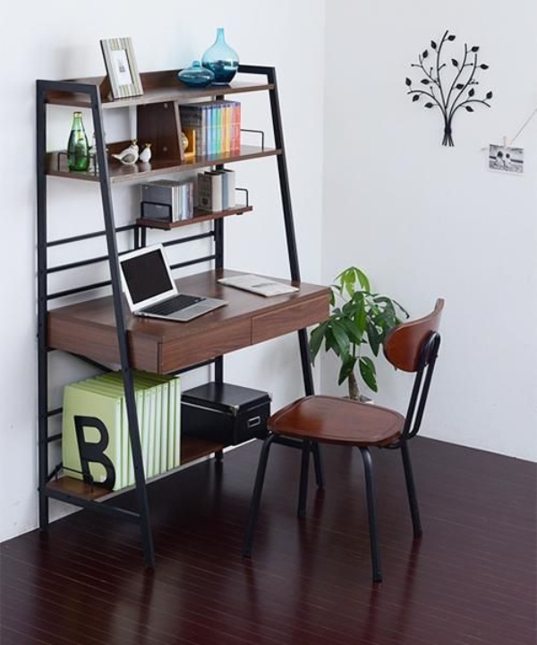 میز کامپیوتر پایه فلزی قفسهدار شیک