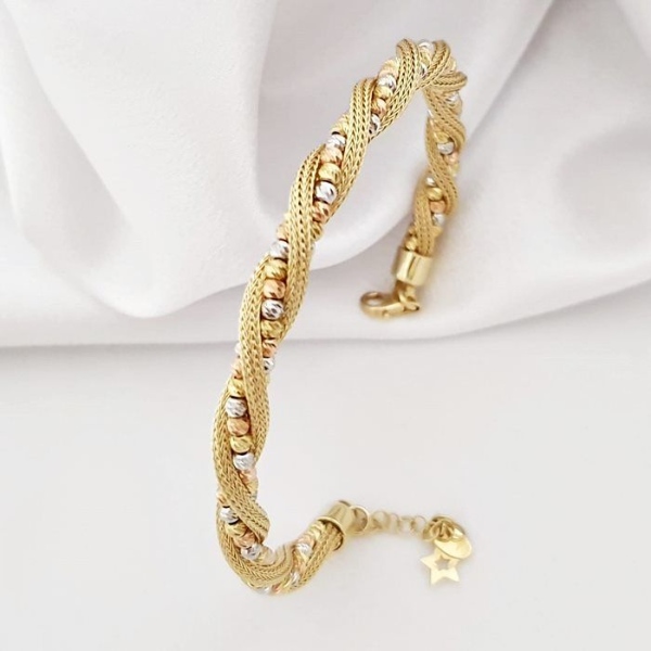 دستبند پیچیده و جذاب طلا زیبا