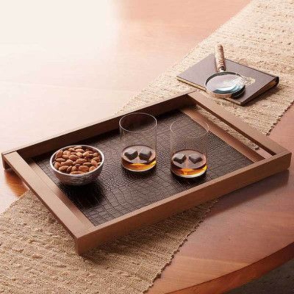 سینی چرم و چوب شیک و زیبا