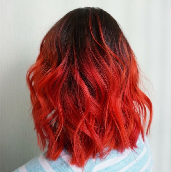 مدل بالیاژ برای موی کوتاه رنگ قرمز روشن