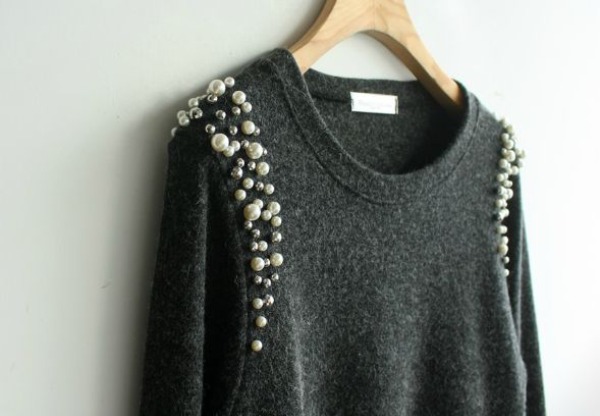 پلیور زمستانی مرواریدی زیبا