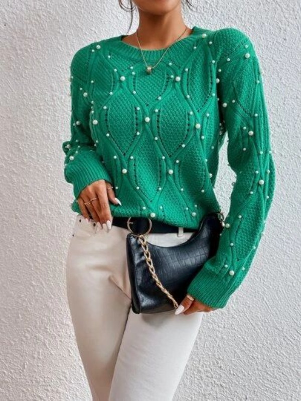 پلیور زمستانی مرواریددار زیبا