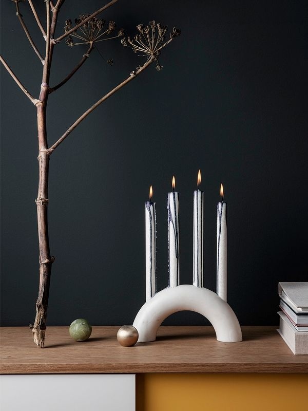 جا شمعی نیمدایره سفید و سرامیکی و زیبا