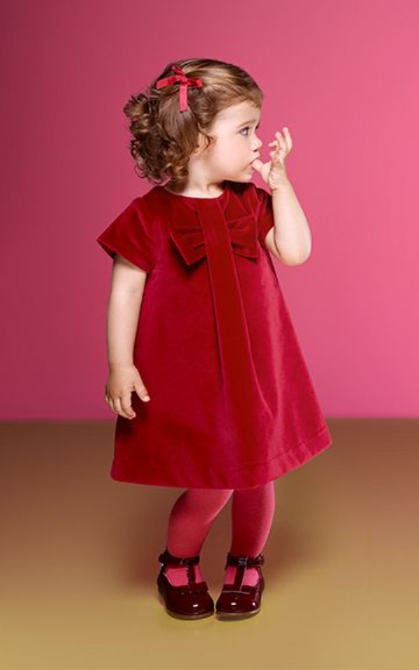 لباس مخمل قرمز بچه‌گانه دخترانه زیبا