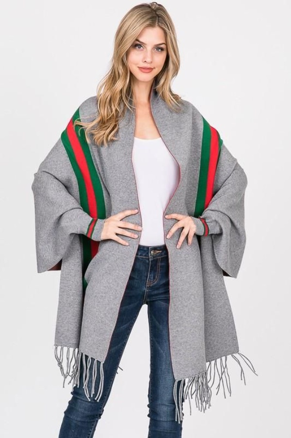 مدل جدید شنل پانچو خاکستری زیبا