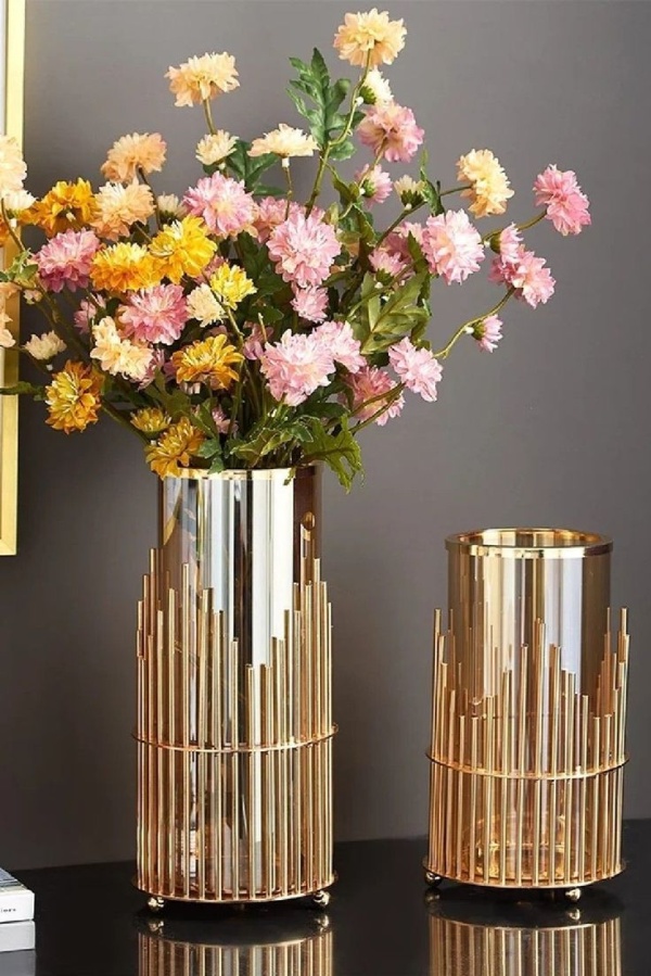مدل گلدان شیشه‌ای طلایی زیبا