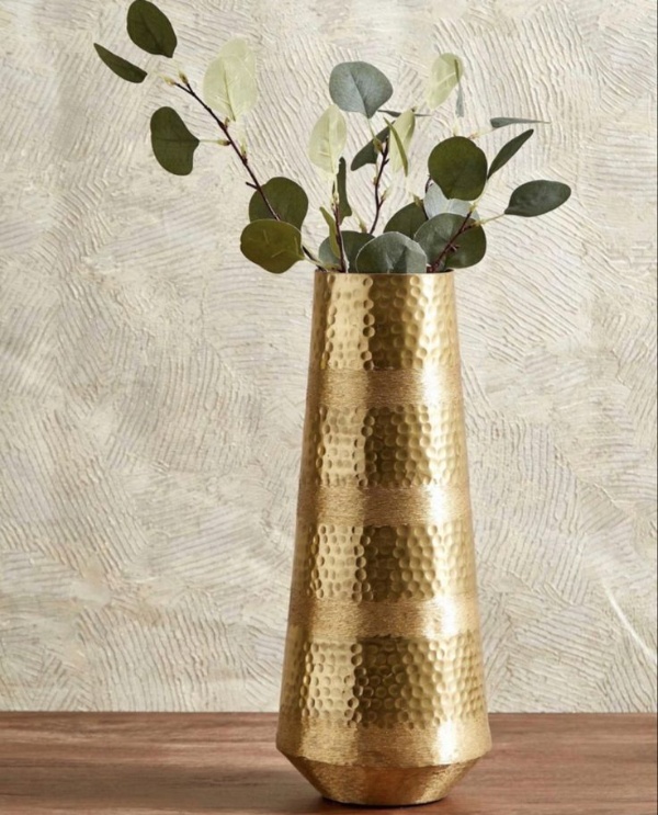 گلدان بلند فلزی طلایی زیبا