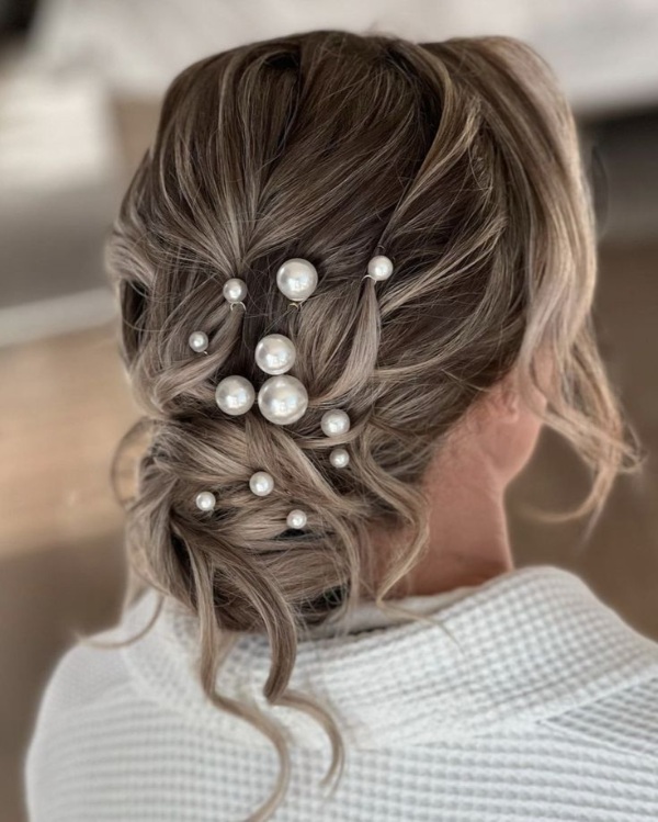 مدل موی مهمانی با مروارید