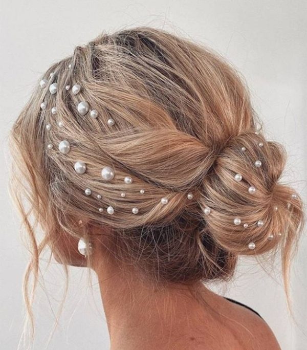 مدل شینیون شیک با مروارید زیبا