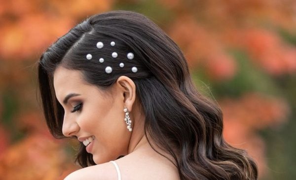 مدل موی نامزدی با مروارید جذاب