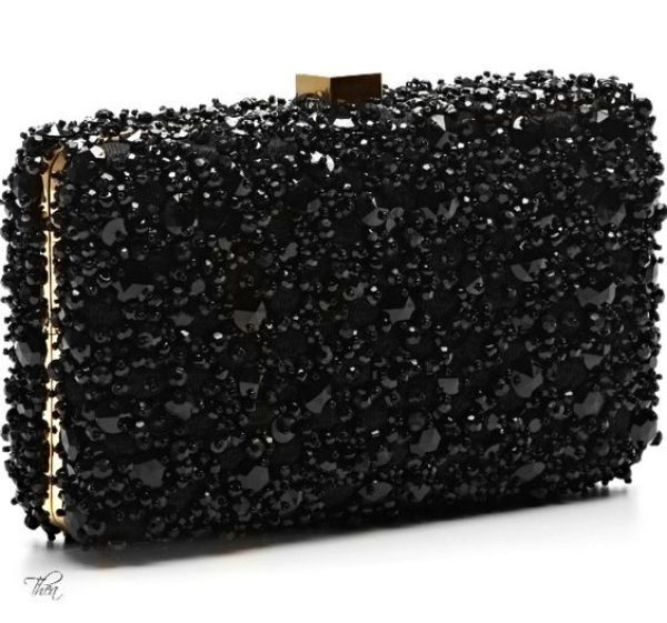 کیف مشکی طلایی با سنگ‌های مشکی زیبا