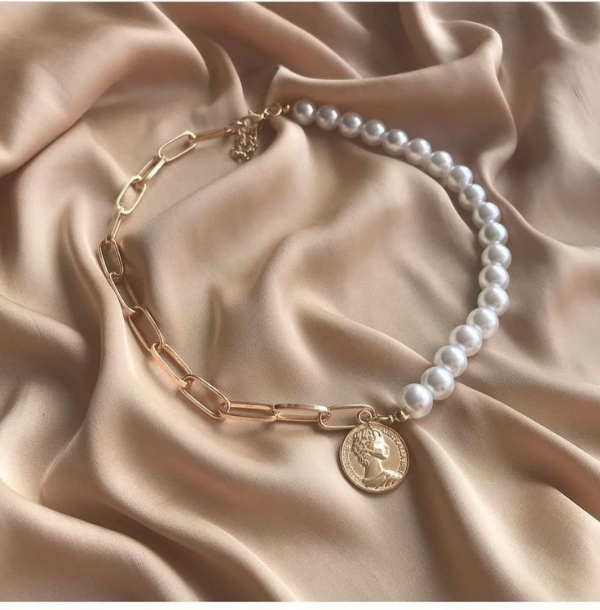 دستبند مرواریدی زنجیری شیک زیبا