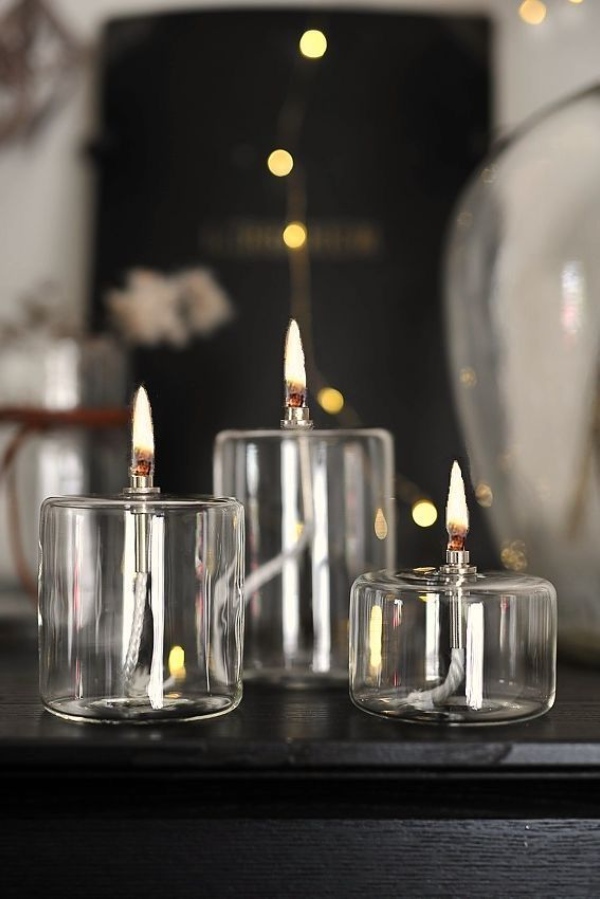 شمع سه تایی شیشه‌ای زیبا