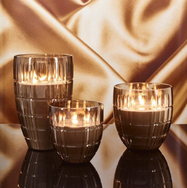 شمع شیشه ای سه‌تایی زیبا