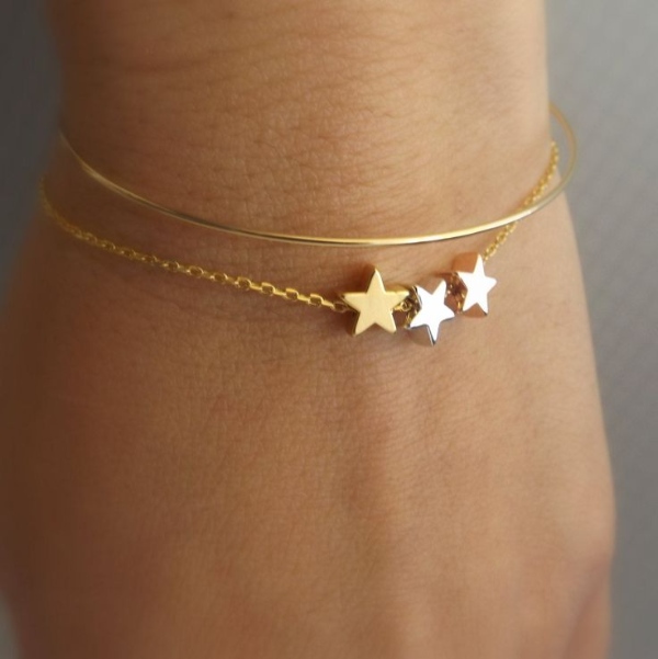 دستبند زنجیری ستاره‌ای طلا زیبا