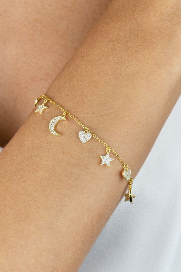 مدل دستبند ماه و ستاره الماسی زیبا