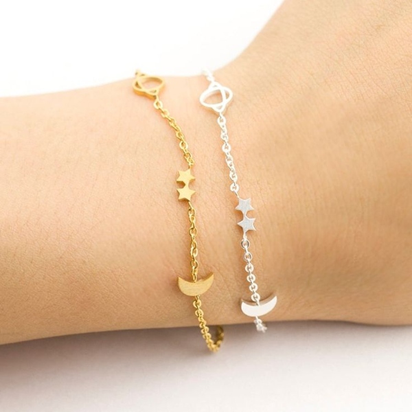 مدل دستبند جدید ماه و ستاره طلا و نقره زیبا