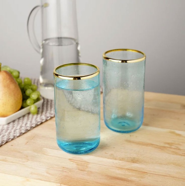مدل لیوان دور طلایی و رنگی شربتخوری زیبا