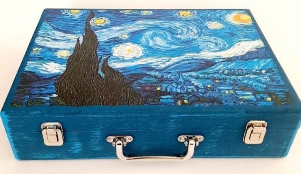 چمدان چوبی مدل شب پر ستاره