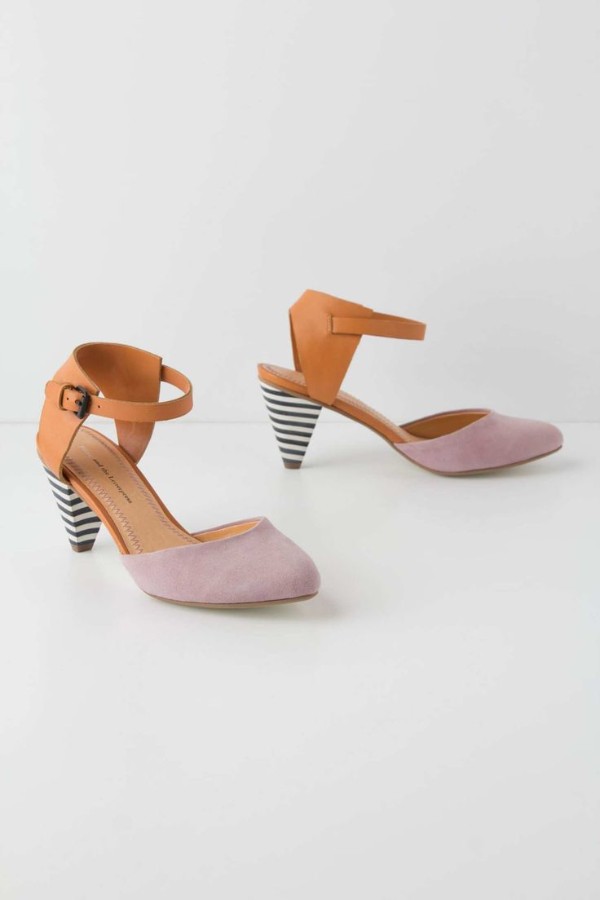 کفش چرمی با پاشنه مخروطی سیاه سفید