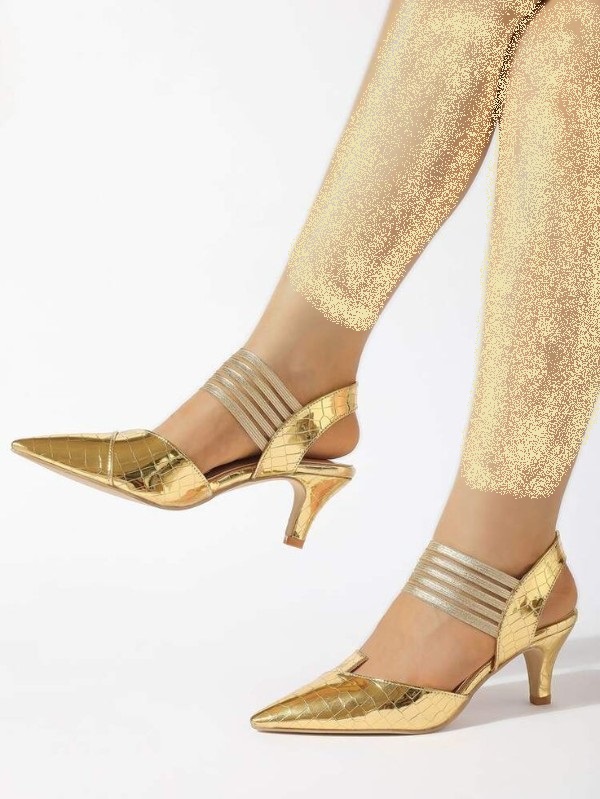کفش مجلسی با طرح کروکودیلی و پاشنه مخروطی