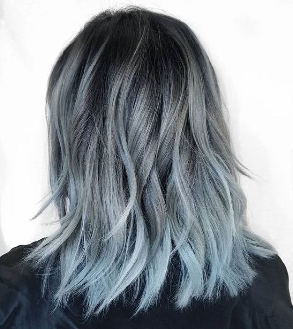 مدل هایلایت موی کوتاه آبی یخی زیبا