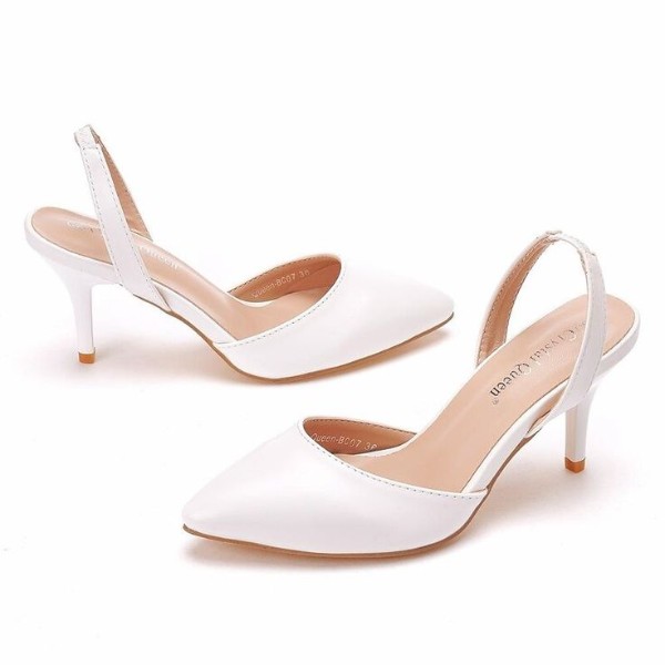 کفش عروس پاشنه متوسط چرمی سفید