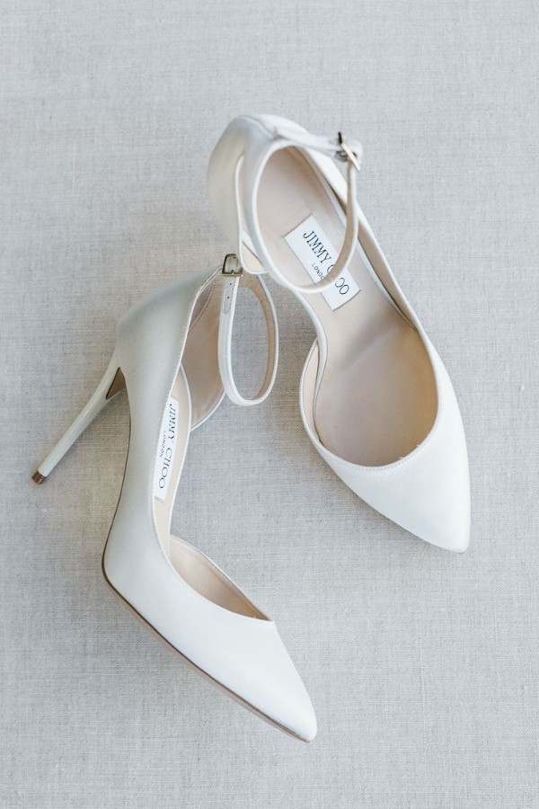 کفش پاشنه سوزنی و بند دار سفید عروس
