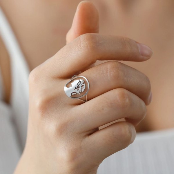 حلقه استیل با طرح زن سرسبز