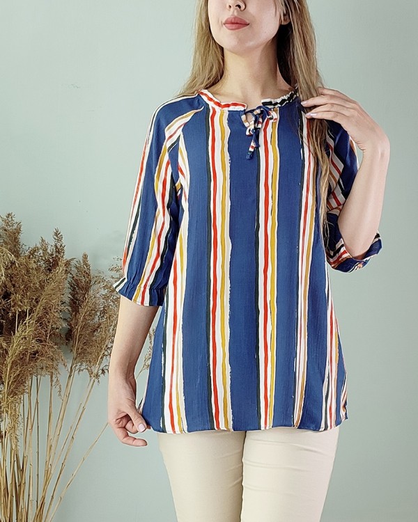 شومیز آستین سه ربع راه راه