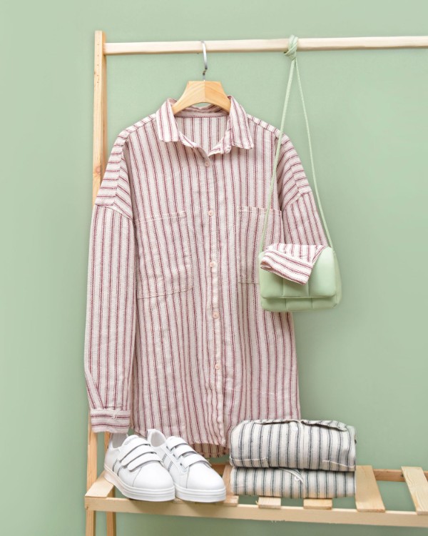 شومیز آستین بلند کنفی از جنس لینن