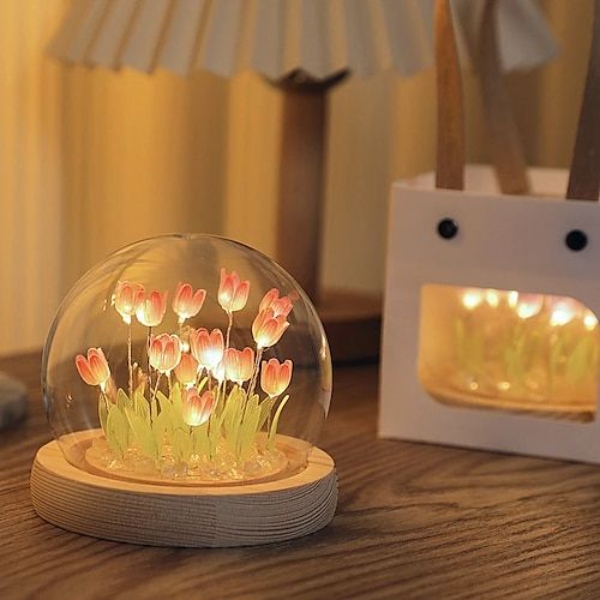 مدل چراغ خواب حبابی گل لاله جذاب زیبا