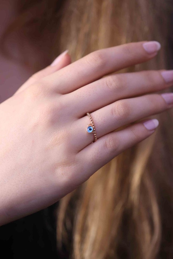 مدل انگشتر ظریف با آویز چشم و نظر زیبا