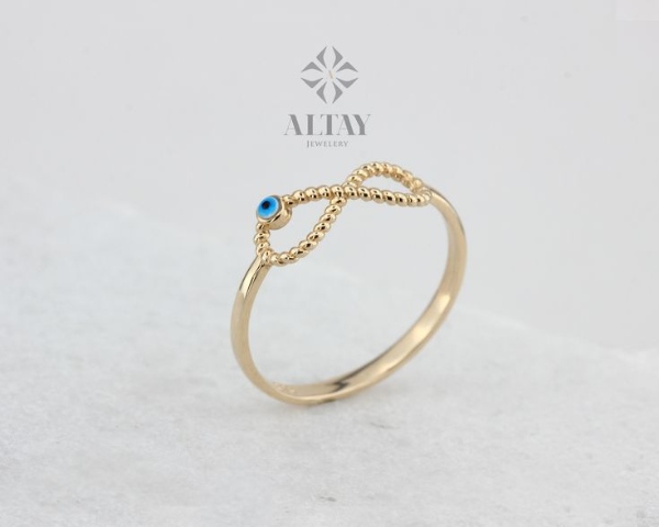 مدل انگشتر بی نهایت با سنگ چشم و نظر زیبا