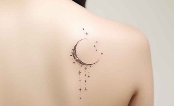 مدل تتوی جذاب ماه و ستاره زیبا