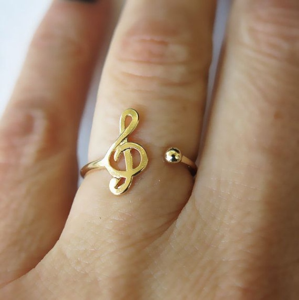 مدل انگشتر ظریف طلا طرح نوت موسیقی زیبا