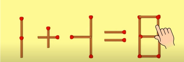 جواب معمای چوب کبریت ۶=۴+۱