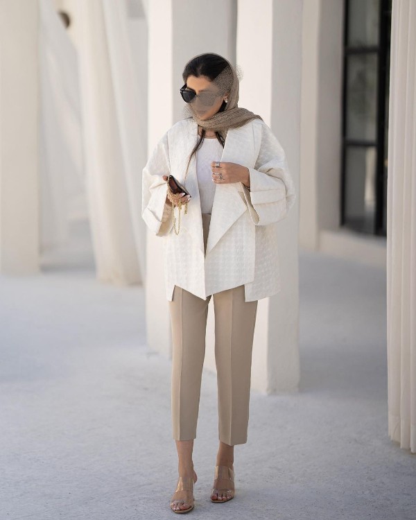 کت سفید ژاکارد مجلسی