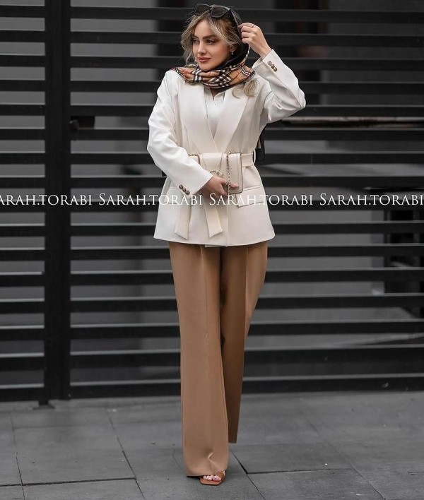 کت سفید مجلسی یقه انگلیسی