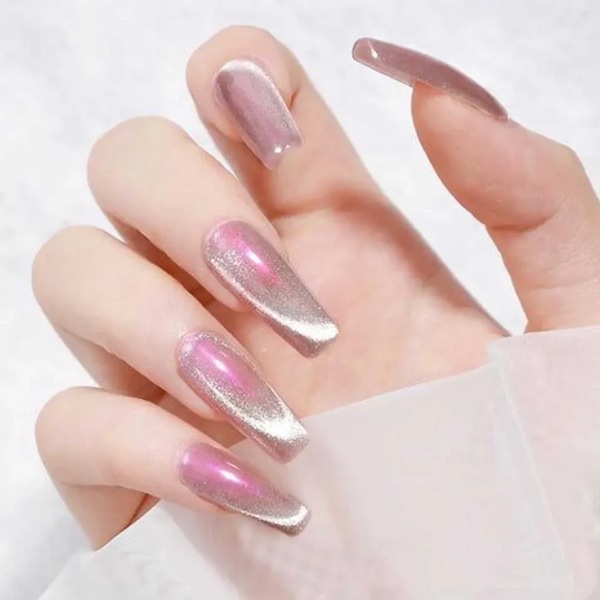 ناخن مربعی شکل با تم یخی