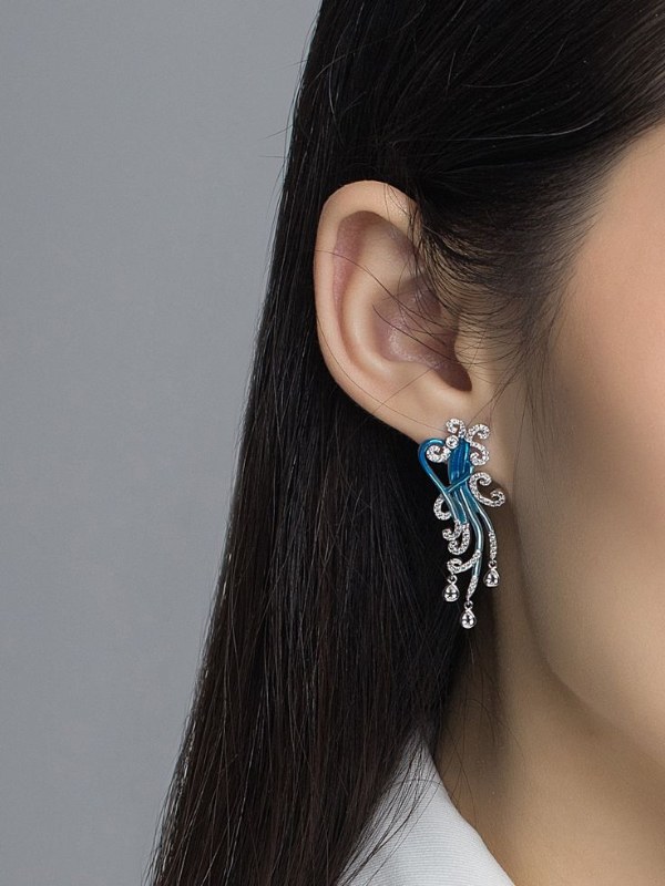 گوشواره نگین دار امواج آبی دریا