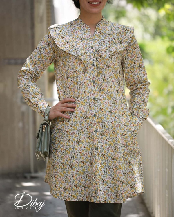 مانتو نخی گلدار جلوبسته