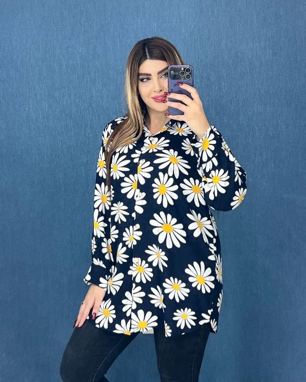 مانتو نخی گلدار جلو باز با دکمه