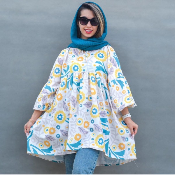 مانتو نخی گلدار پر انرژی و خوشرنگ