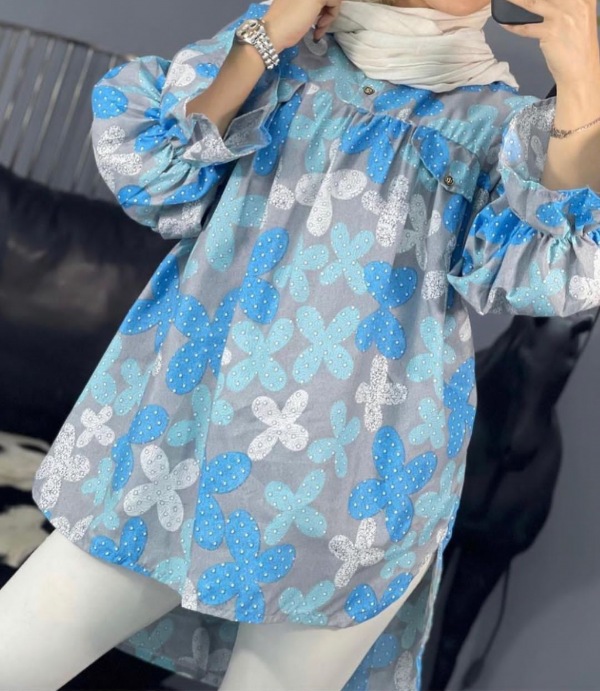 مانتو نخی گلدار طرح گل شبدر