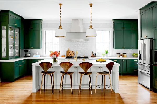 کابینت آشپزخانه سبز رنگ و سفید