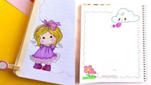 نقاشی دفتر مشق دخترانه