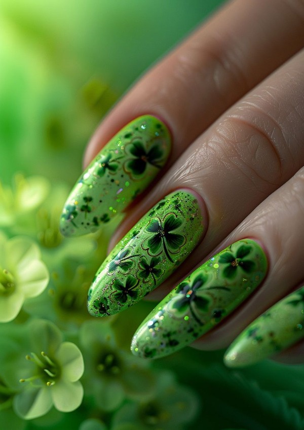 ناخن با طرح شبدر