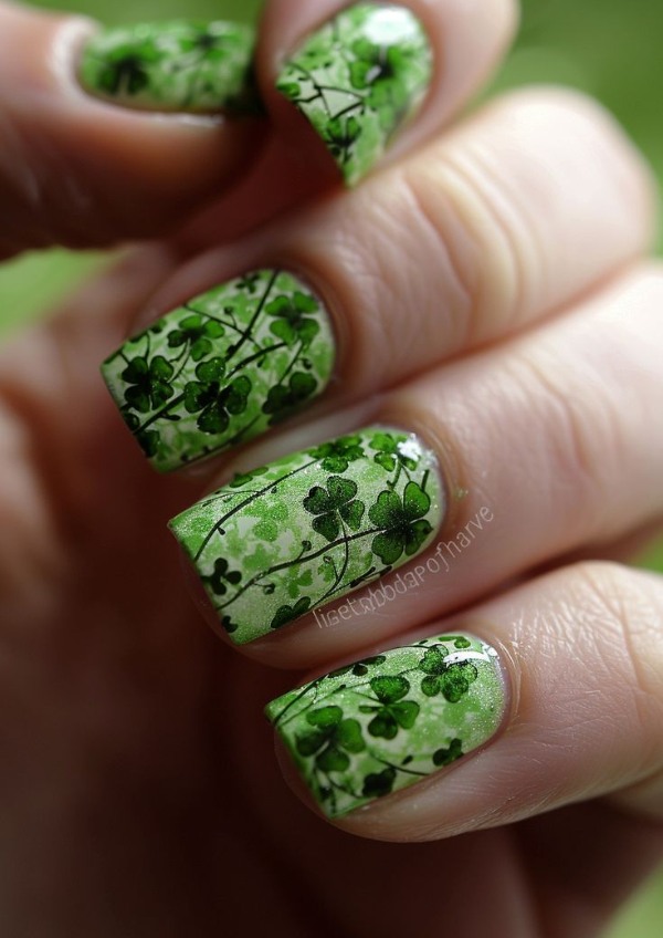 ناخن با طرح شبدر