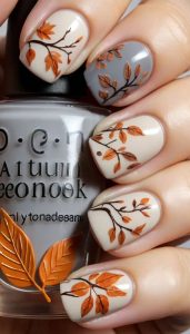 Nail design with autumn elements 